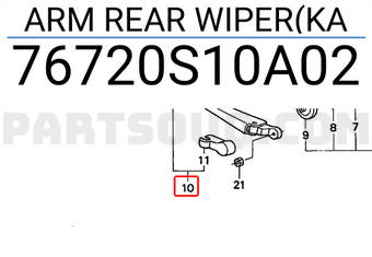 Honda 76720S10A02 ARM REAR WIPER(KA