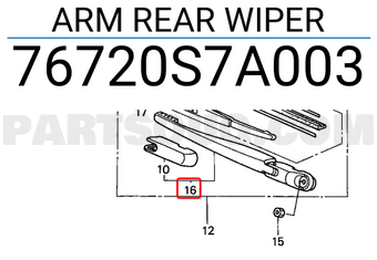 Honda 76720S7A003 ARM REAR WIPER