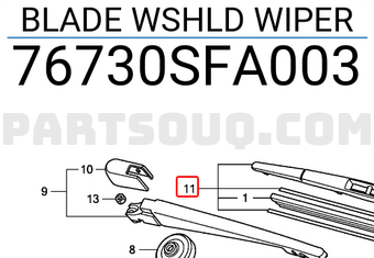 Honda 76730SFA003 BLADE WSHLD WIPER