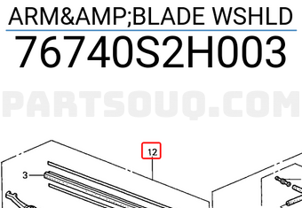 Honda 76740S2H003 ARM&BLADE WSHLD