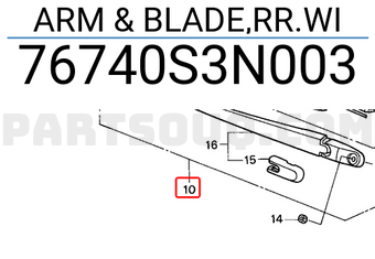 Honda 76740S3N003 ARM & BLADE,RR.WI