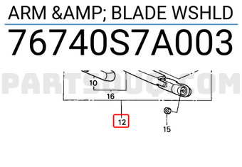 Honda 76740S7A003 ARM & BLADE WSHLD