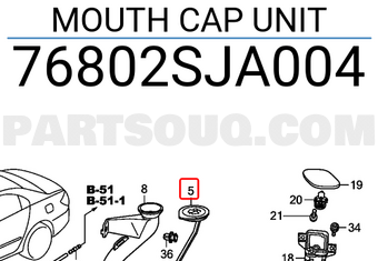 Honda 76802SJA004 MOUTH CAP UNIT