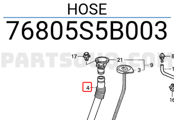 Honda 76805S5B003 HOSE