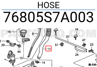 Honda 76805S7A003 HOSE