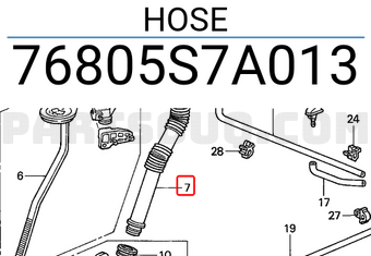 Honda 76805S7A013 HOSE
