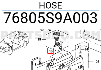 Honda 76805S9A003 HOSE