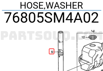 Honda 76805SM4A02 HOSE,WASHER