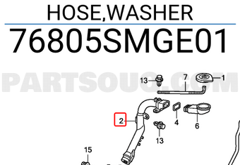 Honda 76805SMGE01 HOSE,WASHER