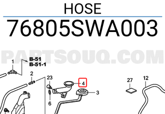 Honda 76805SWA003 HOSE
