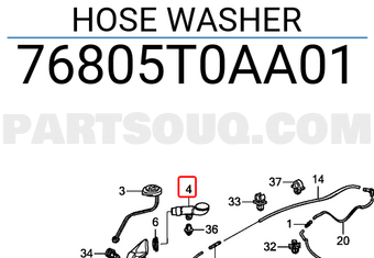 Honda 76805T0AA01 HOSE WASHER