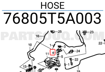 Honda 76805T5A003 HOSE