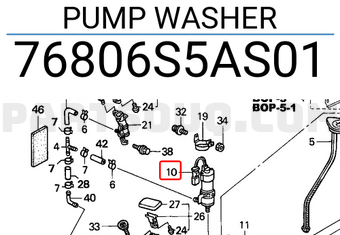 Honda 76806S5AS01 PUMP WASHER