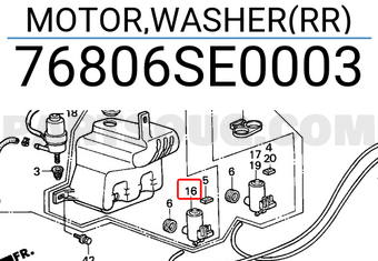 Honda 76806SE0003 MOTOR,WASHER(RR)