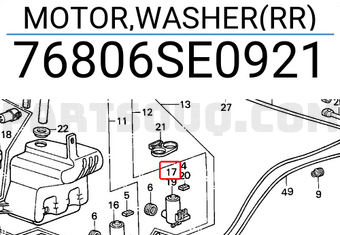 Honda 76806SE0921 MOTOR,WASHER(RR)