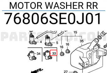 Honda 76806SE0J01 MOTOR WASHER RR