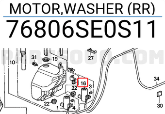 Honda 76806SE0S11 MOTOR,WASHER (RR)