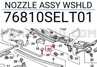 Honda 76810SELT01 NOZZLE ASSY WSHLD