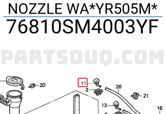 Honda 76810SM4003YF NOZZLE WA*YR505M*