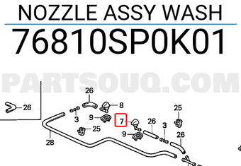 Honda 76810SP0K01 NOZZLE ASSY WASH