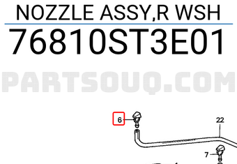 Honda 76810ST3E01 NOZZLE ASSY,R WSH