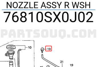 Honda 76810SX0J02 NOZZLE ASSY R WSH