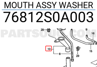 Honda 76812S0A003 MOUTH ASSY WASHER