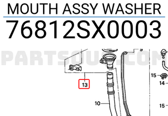 Honda 76812SX0003 MOUTH ASSY WASHER