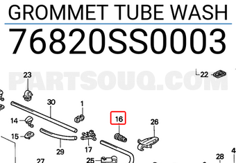 Honda 76820SS0003 GROMMET TUBE WASH