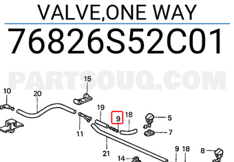Honda 76826S52C01 VALVE,ONE WAY