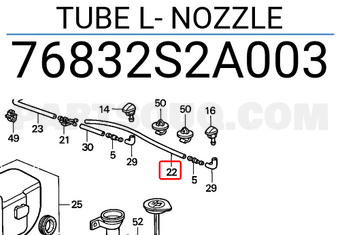 Honda 76832S2A003 TUBE L- NOZZLE