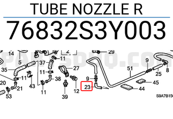 Honda 76832S3Y003 TUBE NOZZLE R