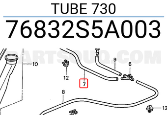 Honda 76832S5A003 TUBE 730