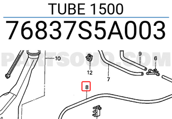 Honda 76837S5A003 TUBE 1500