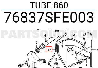 Honda 76837SFE003 TUBE 860