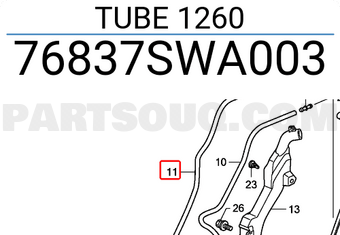 Honda 76837SWA003 TUBE 1260
