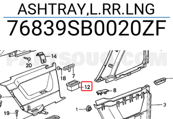 Honda 76839SB0020ZF ASHTRAY,L.RR.LNG