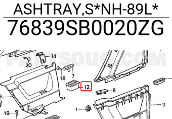 Honda 76839SB0020ZG ASHTRAY,S*NH-89L*