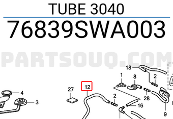 Honda 76839SWA003 TUBE 3040
