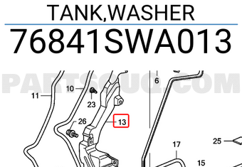 Honda 76841SWA013 TANK,WASHER