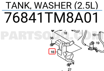 Honda 76841TM8A01 TANK, WASHER (2.5L)