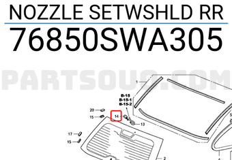 Honda 76850SWA305 NOZZLE SETWSHLD RR