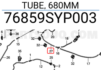 Honda 76859SYP003 TUBE, 680MM