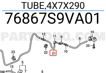 Honda 76867S9VA01 TUBE,4X7X290