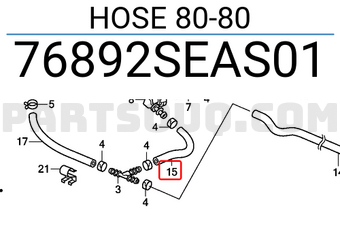 Honda 76892SEAS01 HOSE 80-80