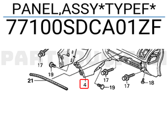 Honda 77100SDCA01ZF PANEL,ASSY*TYPEF*
