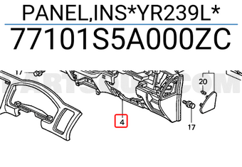 Honda 77101S5A000ZC PANEL,INS*YR239L*