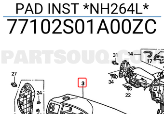 Honda 77102S01A00ZC PAD INST *NH264L*