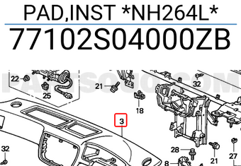 Honda 77102S04000ZB PAD,INST *NH264L*