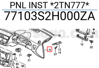 Honda 77103S2H000ZA PNL INST *2TN777*